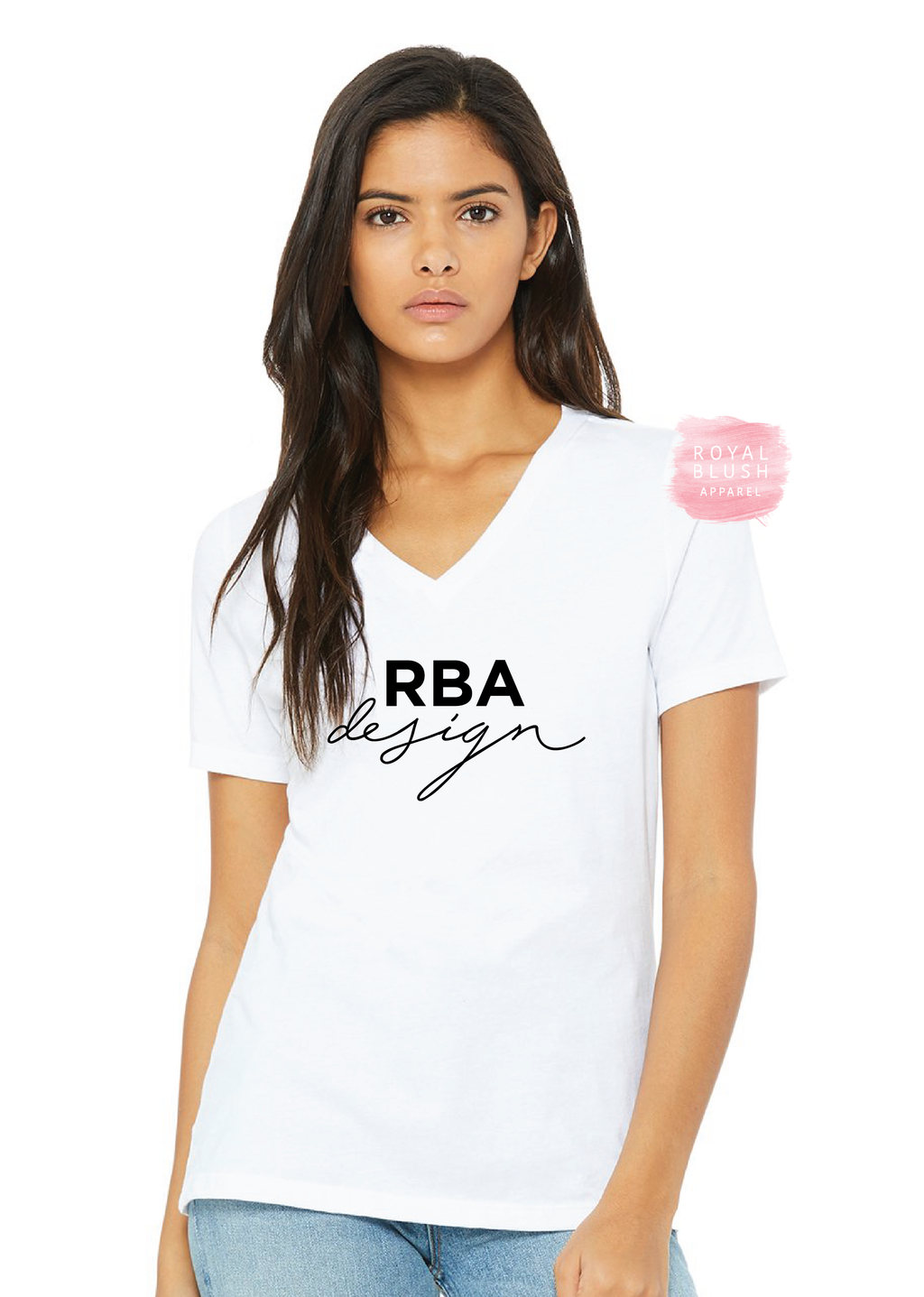 RBA Design Ladies Relaxed V-Neck graphic T-shirt