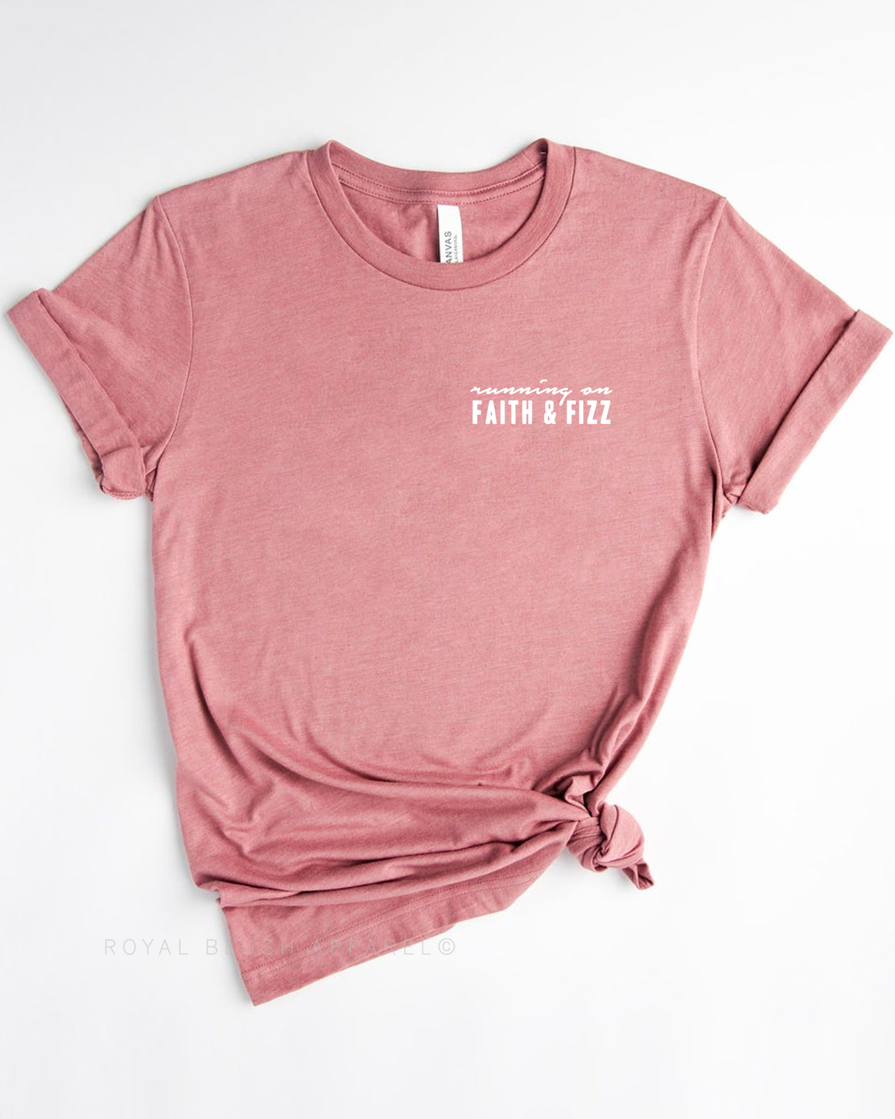 Running On Faith &amp; Fizz Left Chest Relaxed Unisex T-shirt