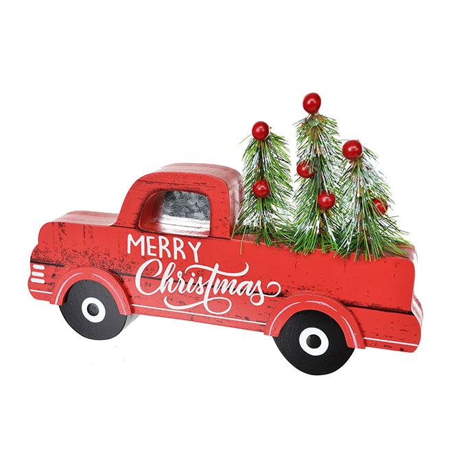Red Wood Christmas Truck