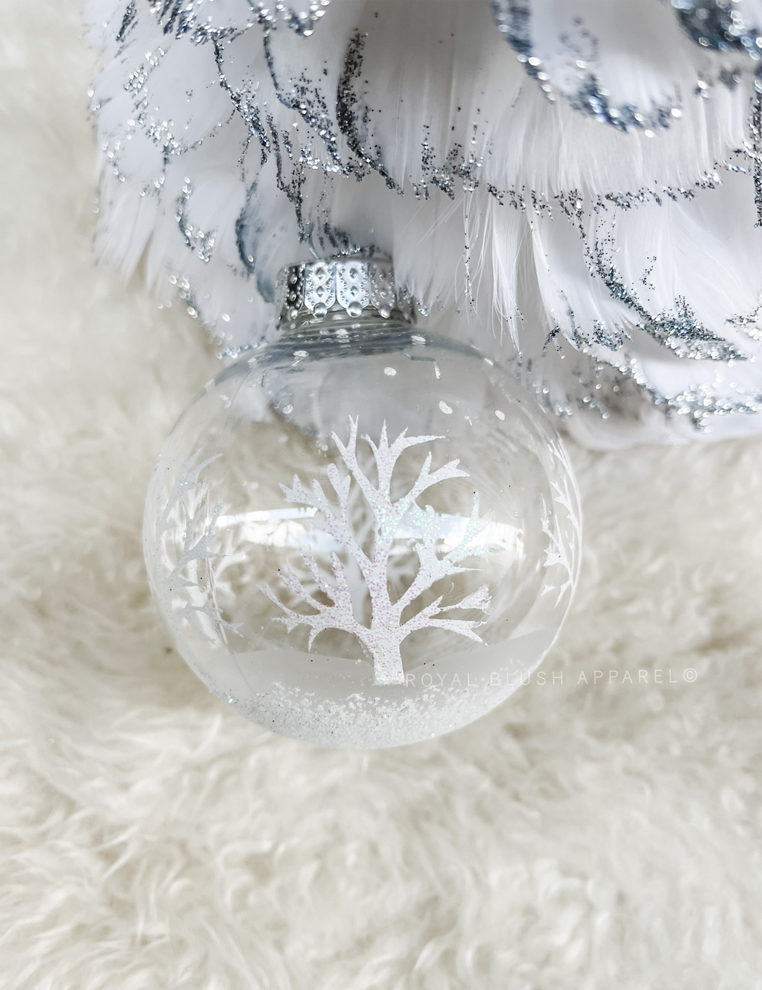 Clear Winter Tree Round Ornament