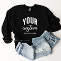 Custom black unisex crewneck sweatshirt with Your Custom Design Here print