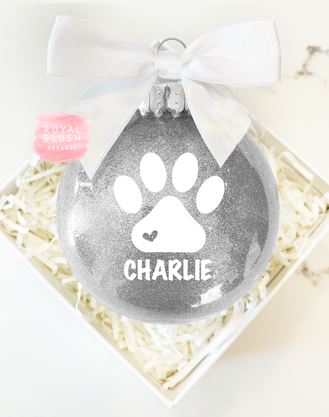 Custom Dog Paw Glitter Ornament