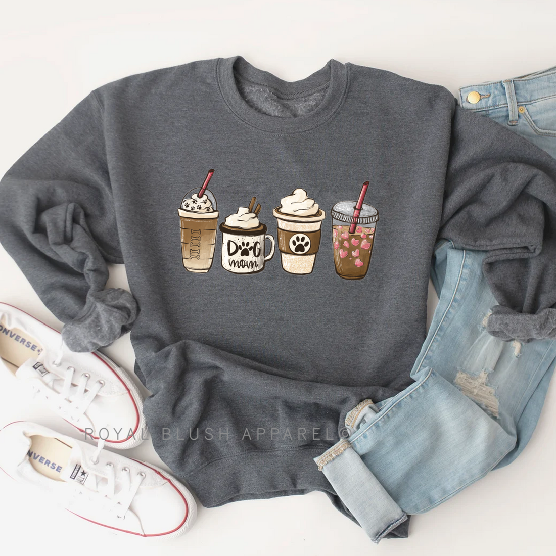 Sweat-shirt Dog Mom Coffee