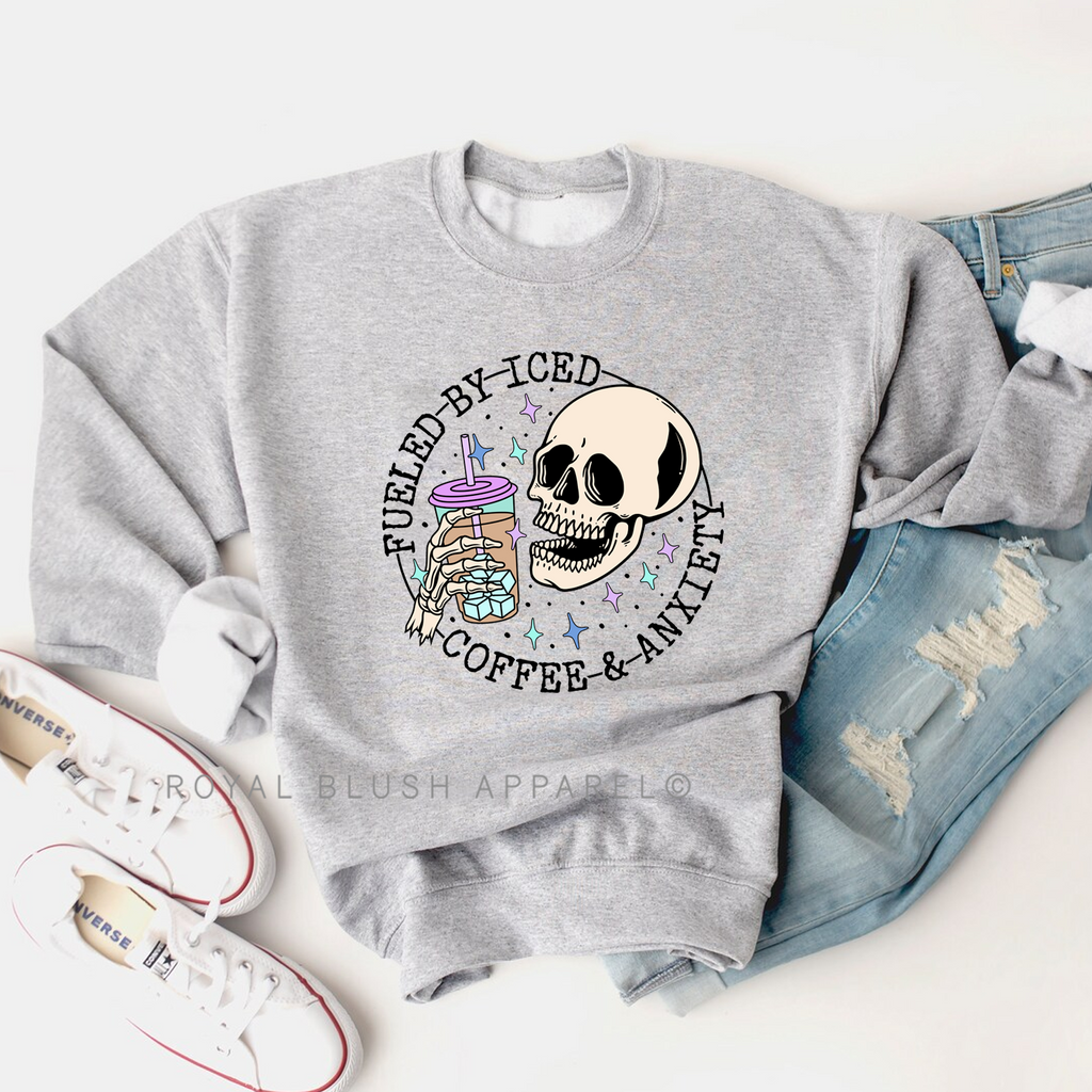 Skeleton Fueled By Coffee & Anxiety Sweatshirt