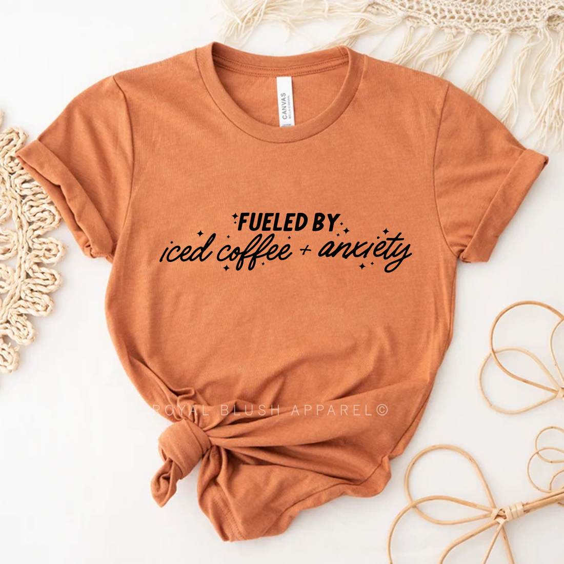 Fueled By Iced Coffee + Anxiety Relaxed Unisex T-shirt