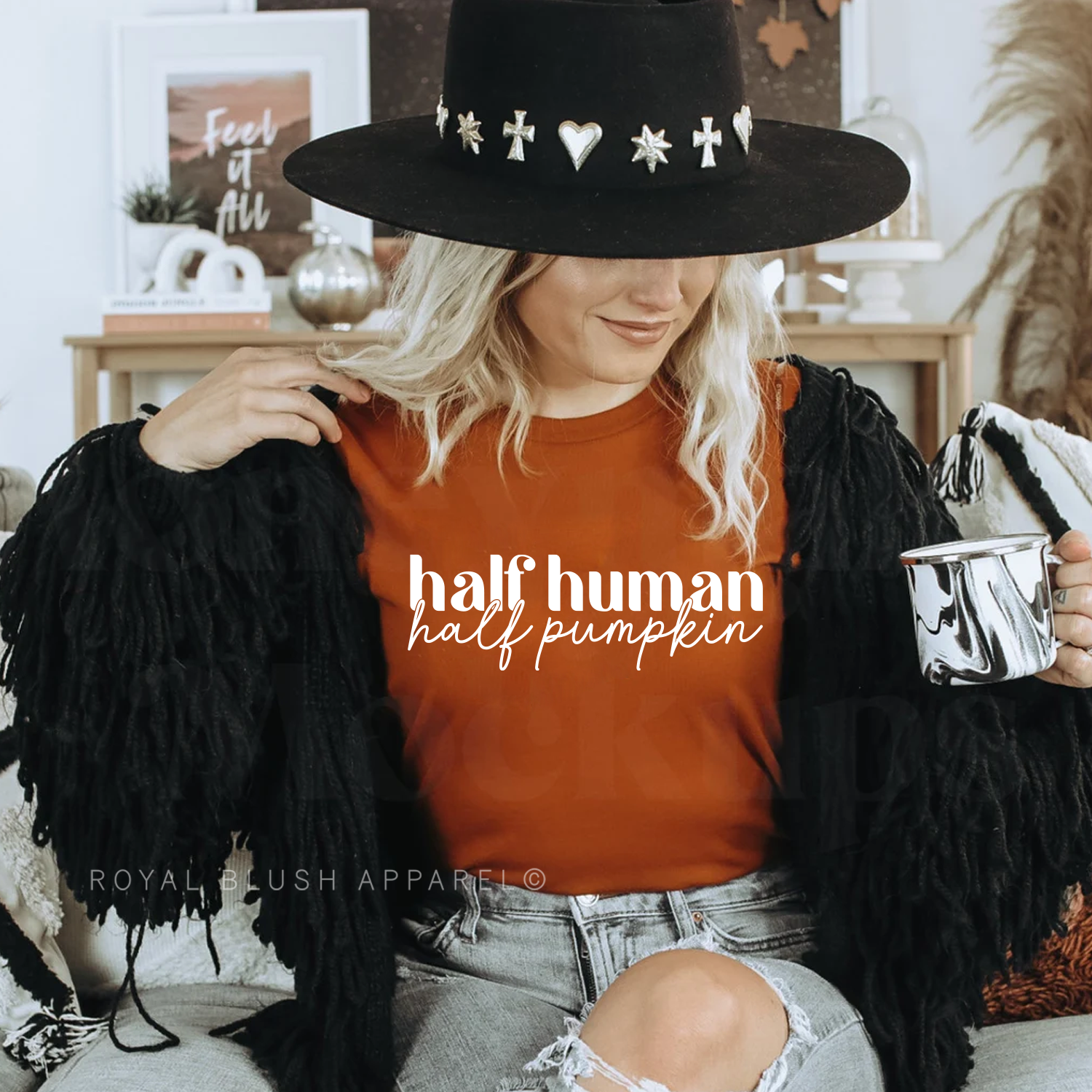 Half Human Half Pumpkin Relaxed Unisex T-shirt
