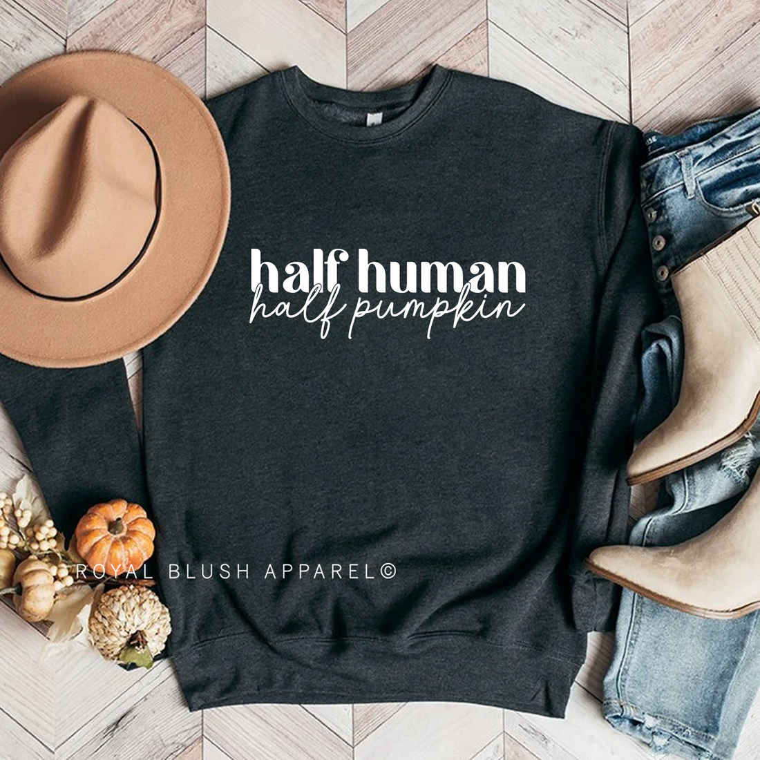 Half Human Half Pumpkin Babe Crewneck