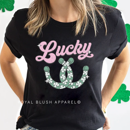 T-shirt unisexe Horseshoe Lucky décontracté