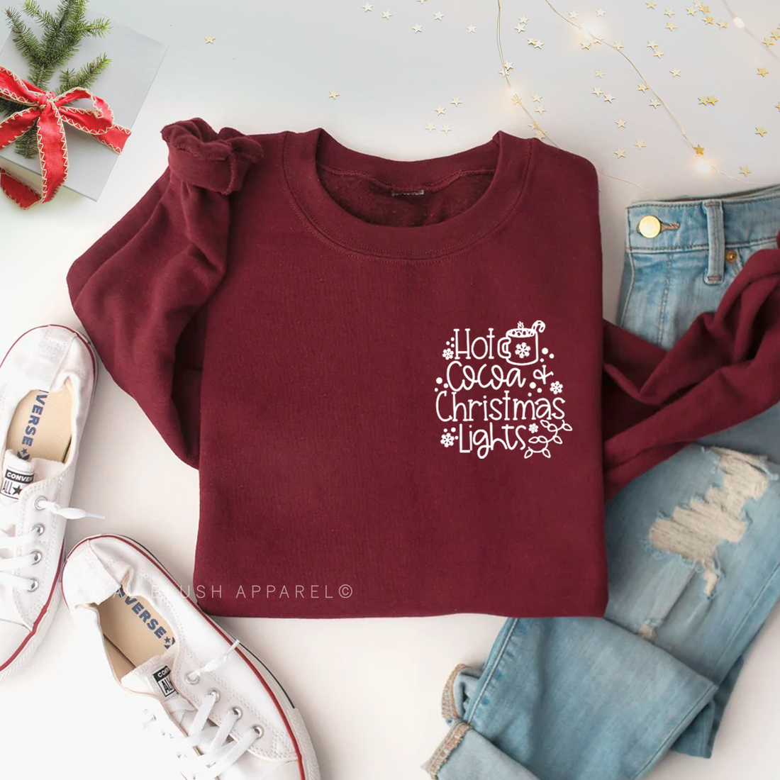 Hot Cocoa + Christmas Lights Sweatshirt