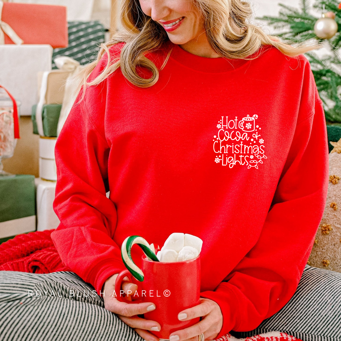 Hot Cocoa + Christmas Lights Sweatshirt