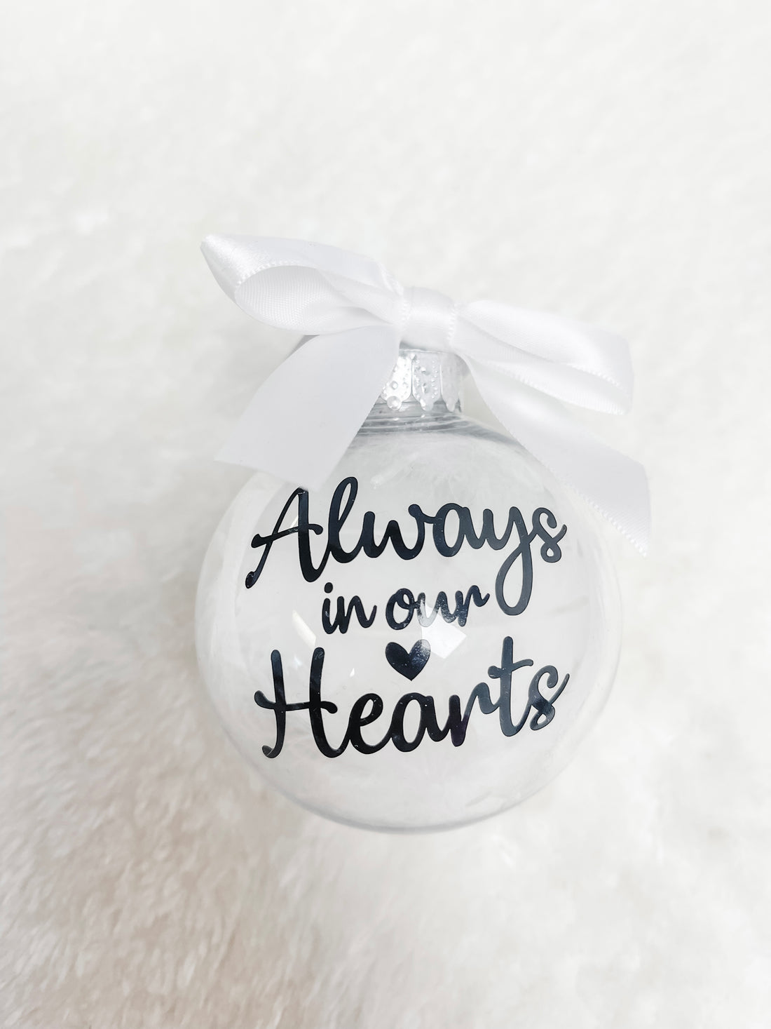 Always In Our Hearts Feather Clear Ornament