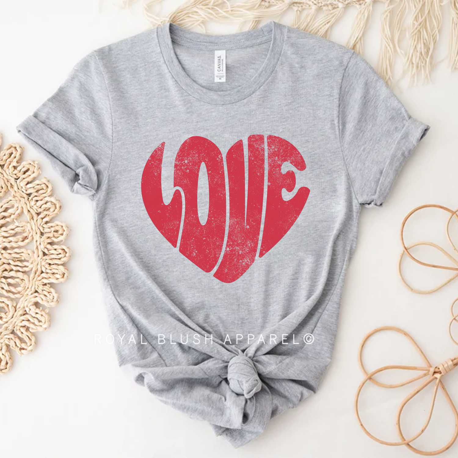 Love Red Retro Heart Relaxed Unisex T-shirt