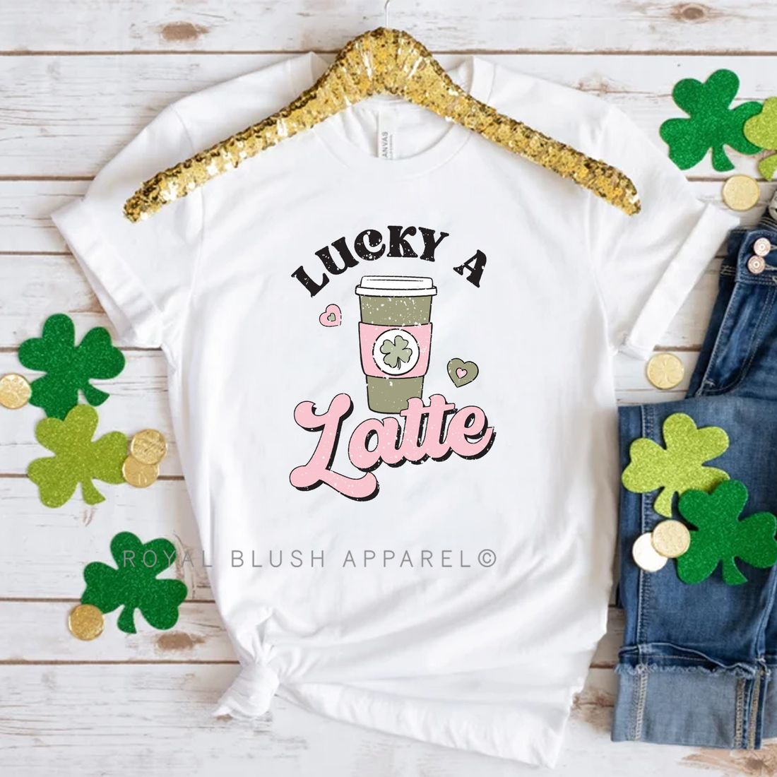 T-shirt unisexe décontracté Lucky A Latte