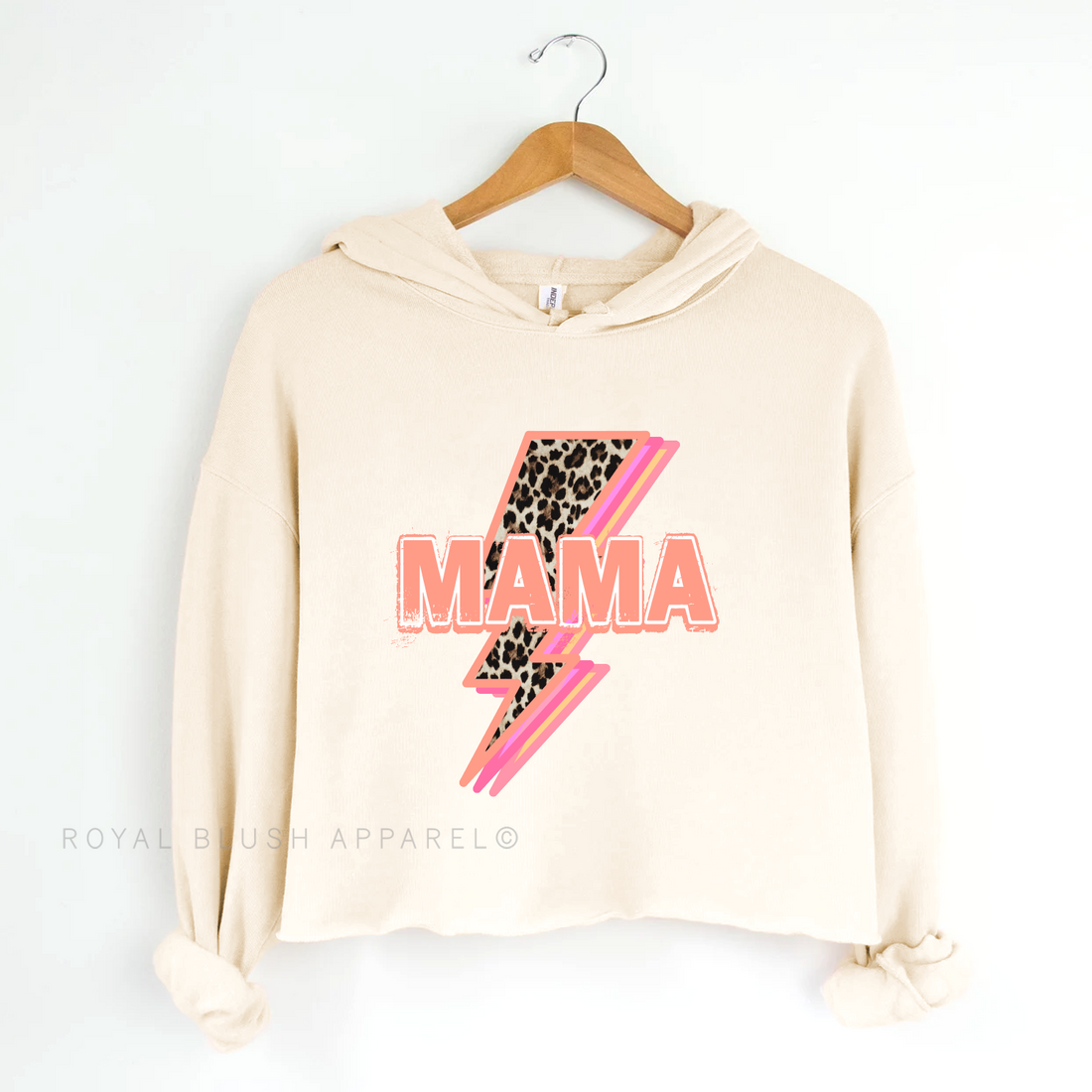 Mama Lightning Leopard Independent Crop Hoodie