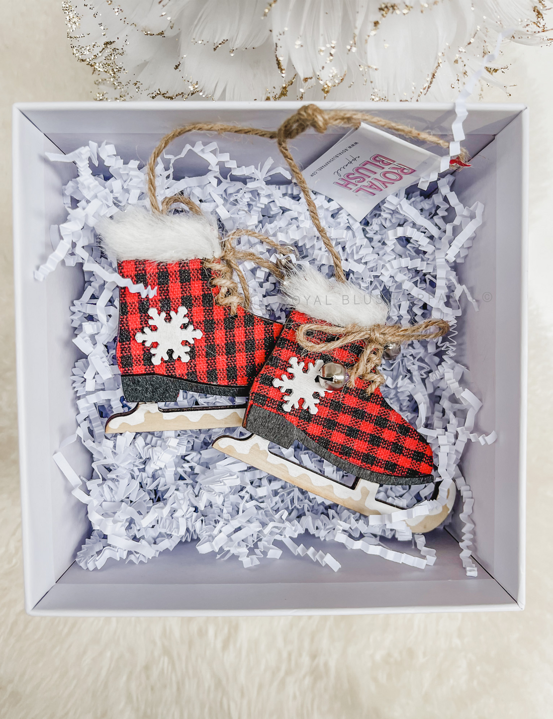 Red Plaid Skates Ornament