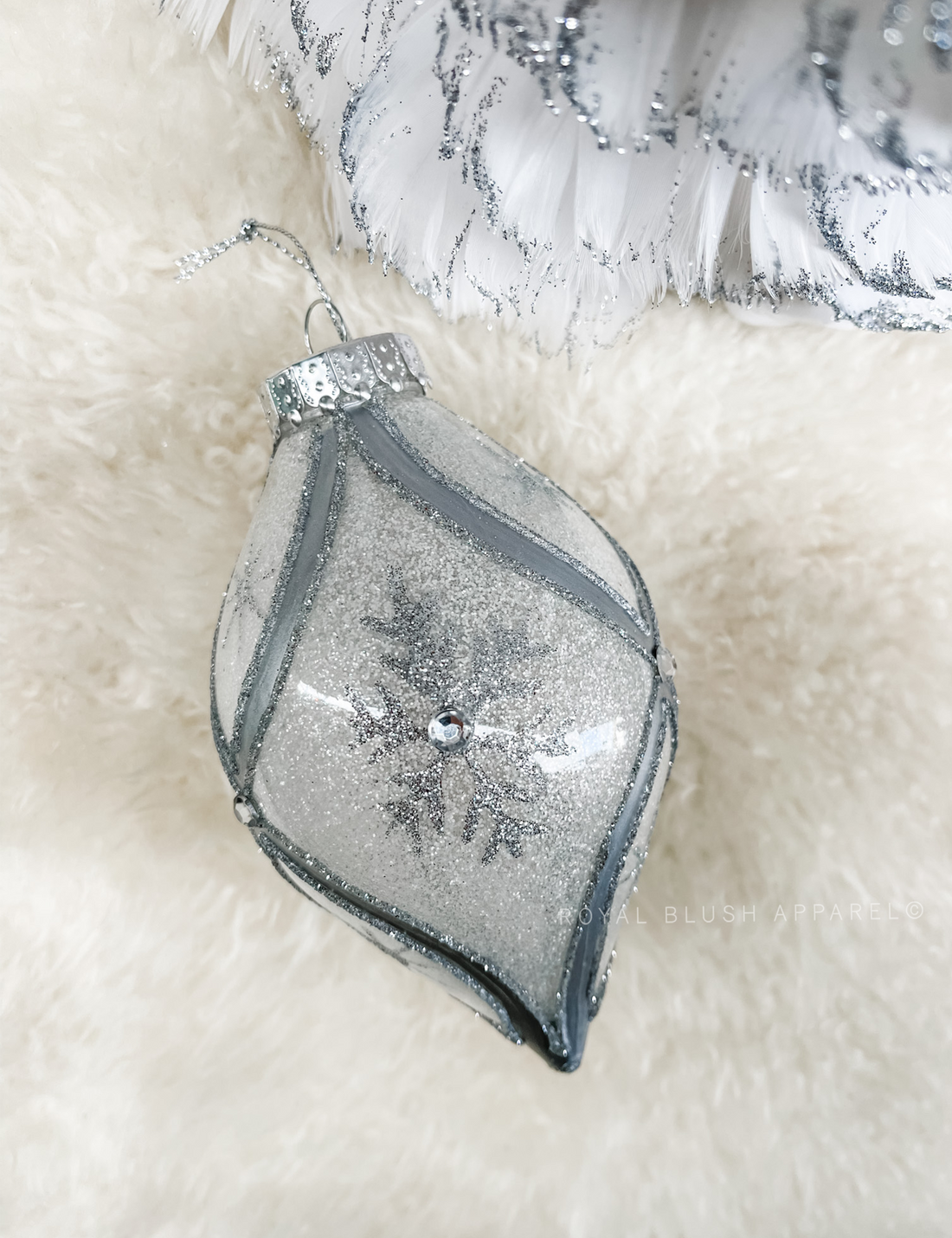 Silver Snowflake Teardrop Ornament